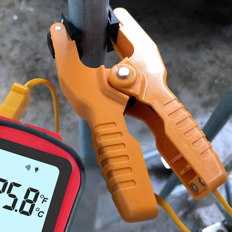 [Australia - AusPower] - Digital K Type Thermocouple Thermometer, Dual Channel Thermocouple Tester(-238~3212℉) with 2 Temperature Clamp and 2 Wired Thermocouple Probes Red 