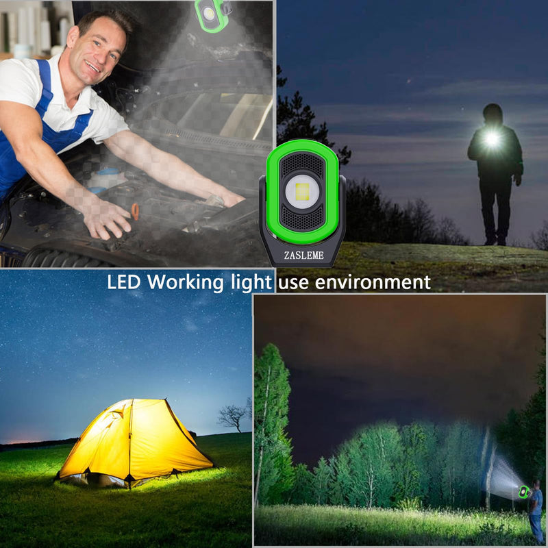 Upgrade 780 Lumens Little Cyclopia LED Rechargeable Magnetic Work Light,Waterproof Grade IP65,Anti-drop Impact Resistance IK07,USB Rechargeable Work Lights for Mechanics Workshop Green