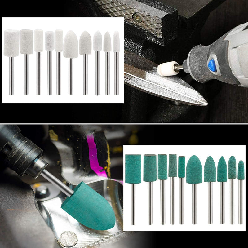 [Australia - AusPower] - 50pcs Polishing Bits Mounted Grinding Polishing Sanding Discs Sanding Tools Wool/Sesame/Rubber/Cowhide Rotary Tool Accessories Set 3 mm Shaft 