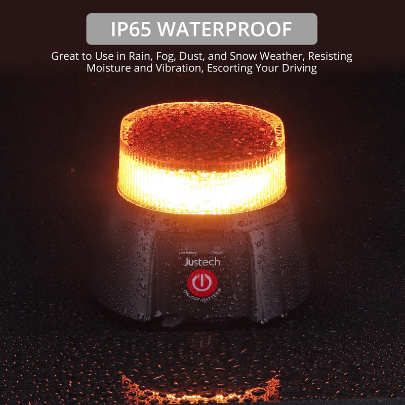 [Australia - AusPower] - Justech 36 LED Rechargeable Beacon Light 12 Flash Patterns Cordless Magnetic Flashing Emergency Light with 3ft Straight Cord, IP65 Waterproof 12-24V Amber Strobe Beacon for Snow Plow Trucks Vehicles 