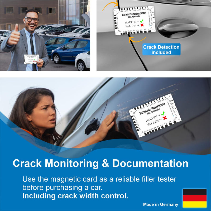 [Australia - AusPower] - Sachverständigen-Zubehör® Magnetic Cards for Used Cars Professionals [Crack Monitor + Car Filler Tester] 83 x 53 mm | Paint Tester for Car | Adhesive Force 115 g/cm² Magnetic Card | Gap Size 1 x magnet 