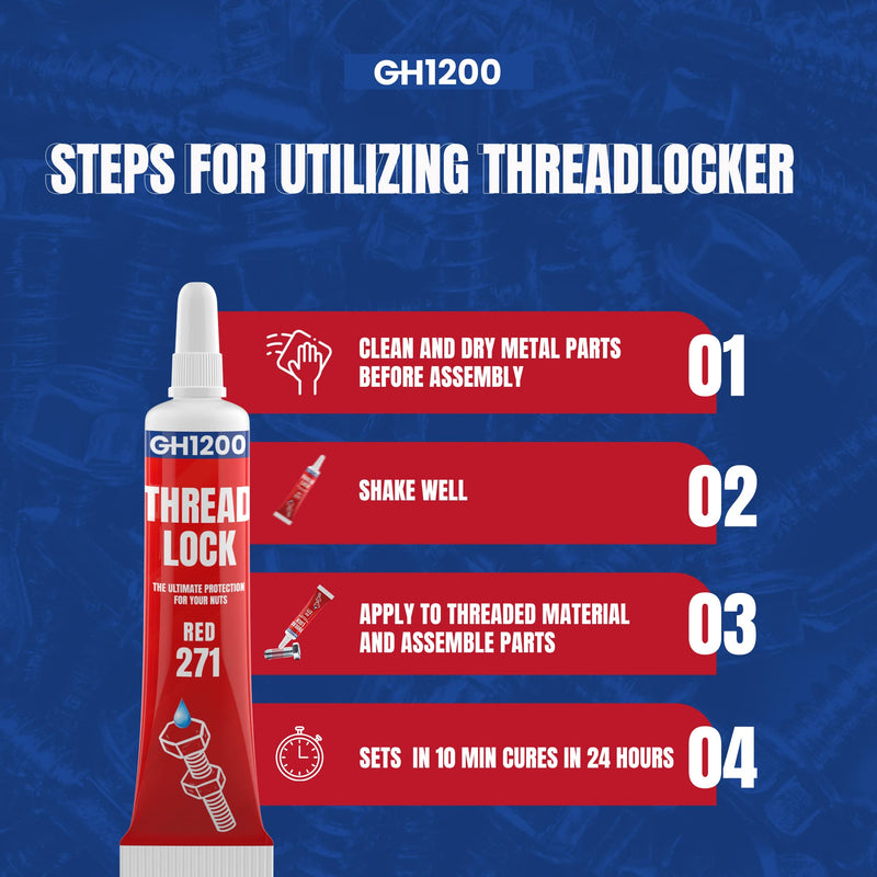 [Australia - AusPower] - 2 x 6g Thread Locker 271 Medium Strength Removeable Red Locktight Thread Locker for Nuts, Bolts, Fasteners and Metals. Lock Tight Threadlocker with Stable and Consistent Performance 1 