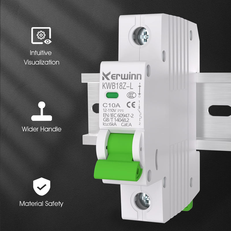 [Australia - AusPower] - DC Miniature Circuit Breaker 12V-110V Circuit Breaker 1Pole 10Amp Smart Circuit Breaker DIN Rail Mount for Battery Power Systems,Solar photovoltaic Systems(C10A) 1P 10A 