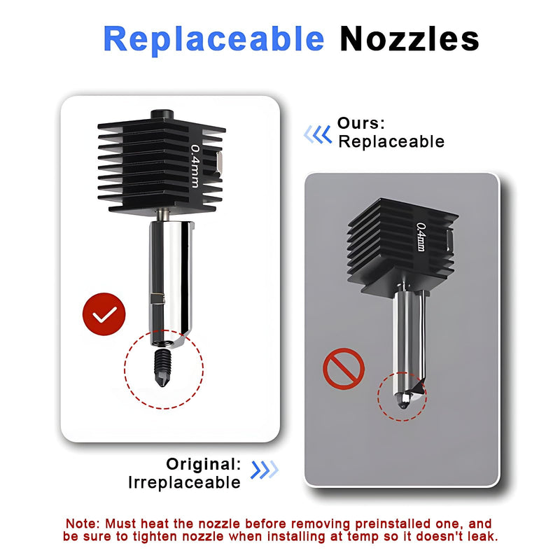4 Pack 0.2MM 0.4MM 0.6MM 0.8MM A1/A1 Mini Hotend Kit for Bambu Lab 3D Printer - 0.2/0.4mm Hardened Steel Replacement Nozzle High-Temperature Extruder Print Head for Bambu Lab 3D Printer Accessories 1