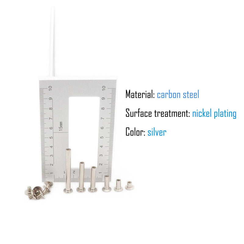 [Australia - AusPower] - 120pcs Chicago Screws Binding Screw Posts Assortment Kit, 6 SizeSCXCLY 120pcs Chicago Screws Binding Screw Posts Assortment Kit, 6 Sizes(M5 x 6/10/15/25/30/45mm), Carbon Steel Nickel-Plate Silver 