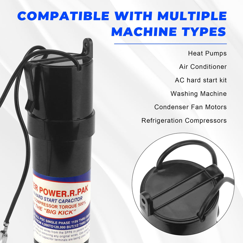 [Australia - AusPower] - SPP6 Hard Start Capacitor Kit - 500% Torque Increase,115V Thru 288VAC Hard Start kit for air Conditioner Units from 4,000 to 120,000 | By Vypart 