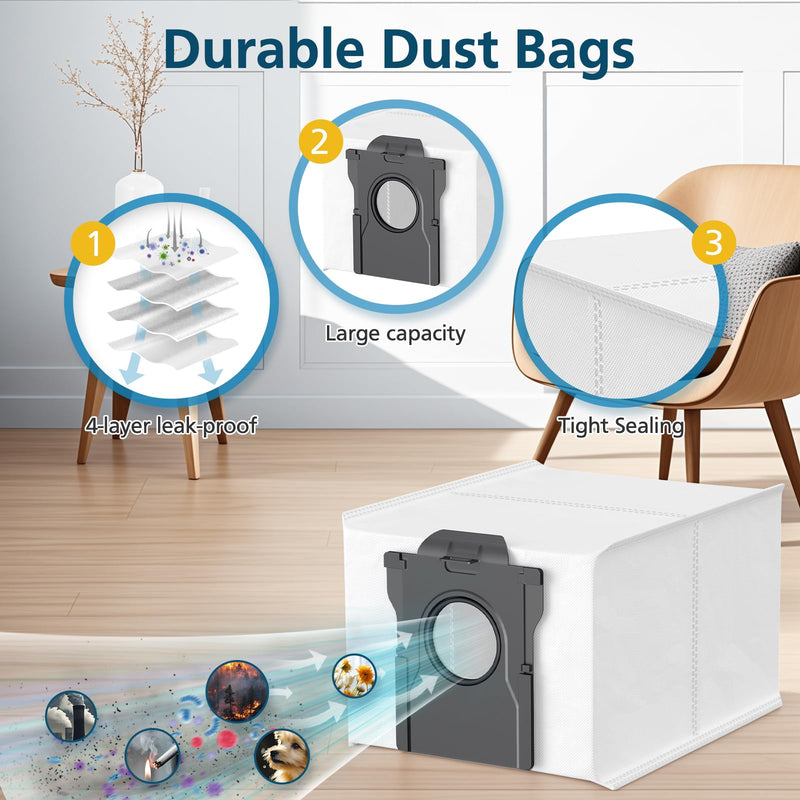 [Australia - AusPower] - 23 Pcs Replacement Parts for Dreame L10s Ultra Gen 2/ L10s Pro Ultra Heat/ X30 Ultra/Mova E30 Ultra Robot Vacuum and Mop, 2 Main Brush, 6 Mop Pads, 4 Dust Bags, 4 Filters, 6 Side Brush, 1 Clean Brush 