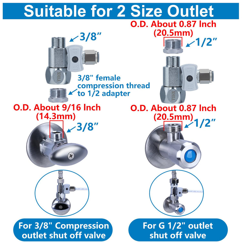 [Australia - AusPower] - Feed Water Adapter 3/8" x 1/4" or 3/8" Add-A-Tee, 1/2 x 1/4 or 3/8 Water Line splitter,1/4 Push to Connect not Fit Thread or Braided Hose 