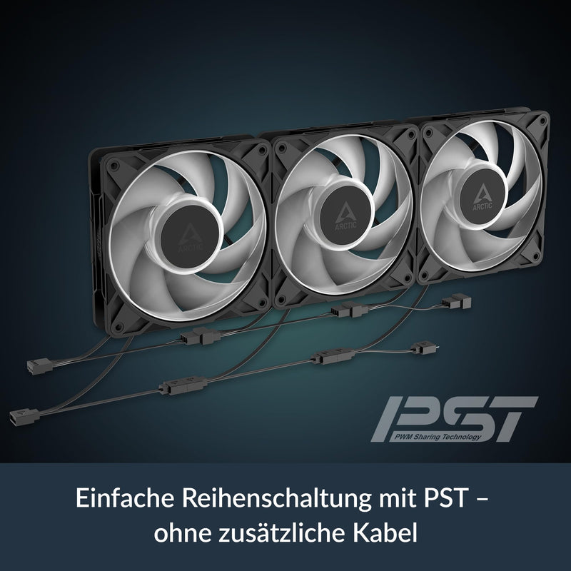 ARCTIC P12 Pro A-RGB LN - Low-Noise 120 mm Premium Fan | PWM fan with Y cable splitter, 450-2000 rpm, 0 rpm <5% PWM, 5V digital RGB, hydrodynamic plain bearing, 4-pin 1 Stück