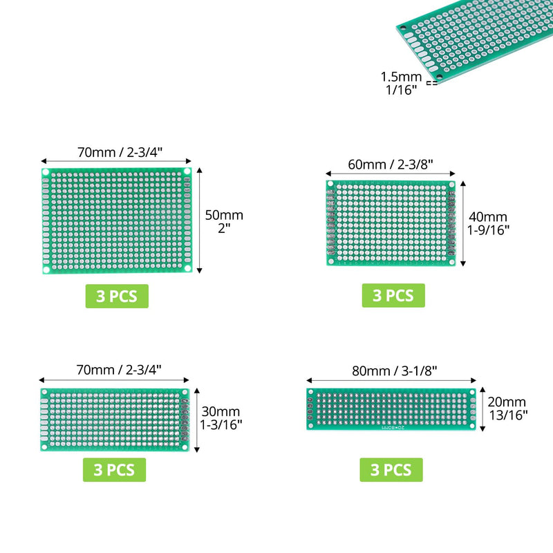 QWORK 46pcs PCB Set Double Sided Prototype PCB Board Kit with Male/Female Header and Screw Terminals