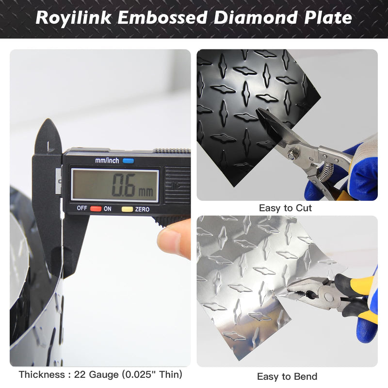 Embossed Aluminum Diamond Chekcer Plate Sheet Metal – Silver, 2" x10 FT Roll – Perfect for Trailer Stone Guard, RV Wall Panel & DIY Projects 2" x 10 FT 1
