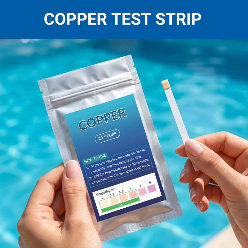 [Australia - AusPower] - 9 in 1 Pool Test Strips, 120 Total Strips, 100 8-Way Water Test Strips + 20 Copper Test Strips, Test pH, Salt, Hardness, Bromine, Alkalinity, Chlorine, Chlorine, Cyanuric Acid and Copper 9 in 1 