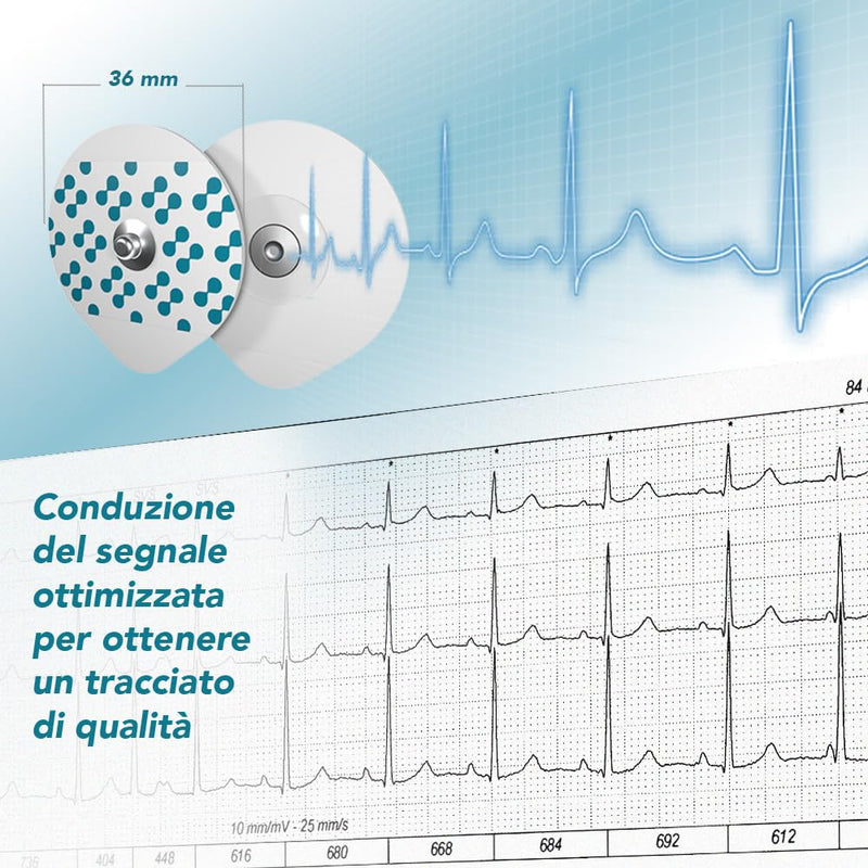 ECG Electrodes Disposable Electrodes 36mm Diameter for Basal and Holter Monitoring Hypoallergenic Solid Gel Secure Adhesion Compatible with All ECG and Holter Models Pack of
