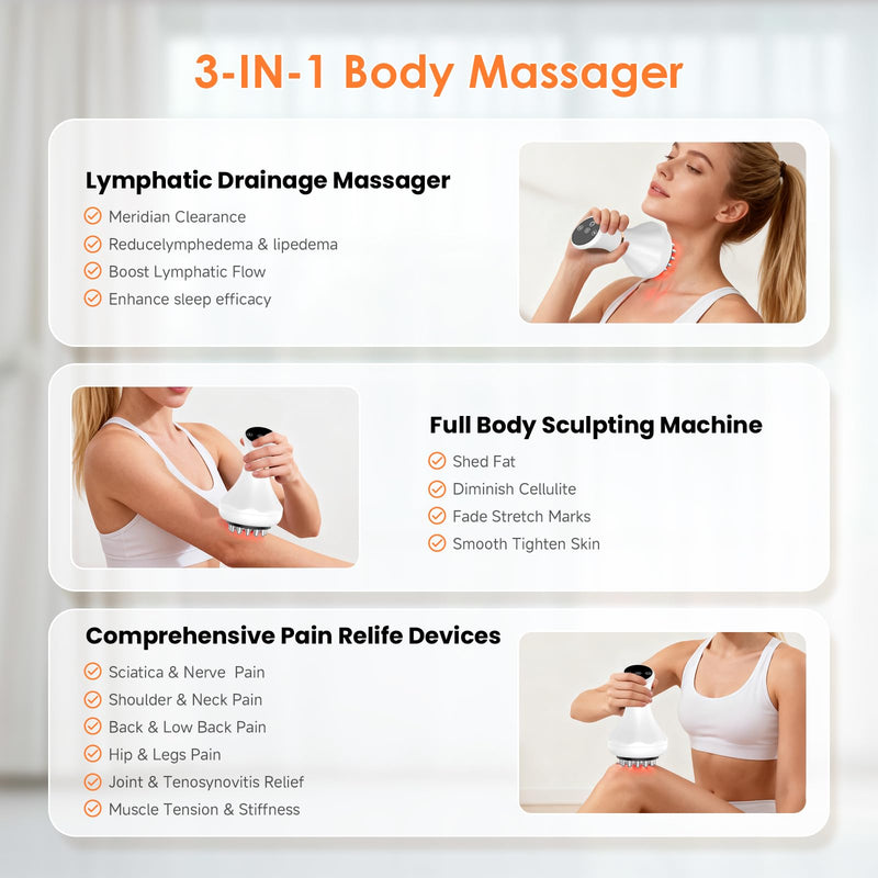 [Australia - AusPower] - Body Sculpting Machine, Lymphatic Drainage Massager & Anti Cellulite Massage Tool, Helps Reduce Stretch Marks & Cellulite, Targeted Relief for Sciatica, Nerve, Hip, Joint & Muscle and Lower Back Pain 