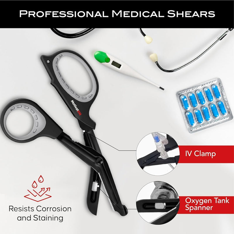 [Australia - AusPower] - Trauma Shears for Doctors, Nurses, Paramedics, EMTs – 7.5” Rubberized Bandage Scissors for Easy Grip - Trauma Shears for Nurses and First Aid Box – Stainless Steel First Aid Scissors 