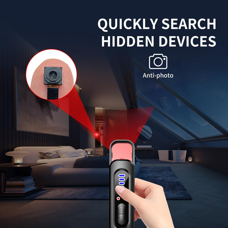 [Australia - AusPower] - Hidden Camera Detector - Anti Spy/Car GPS Tracker/RF Signal/Bug Sweeper/Hidden Devices/Listening Device Detector - Portable Bug Finder for Office Car Hotel Travel Indoor Outdoor Use 