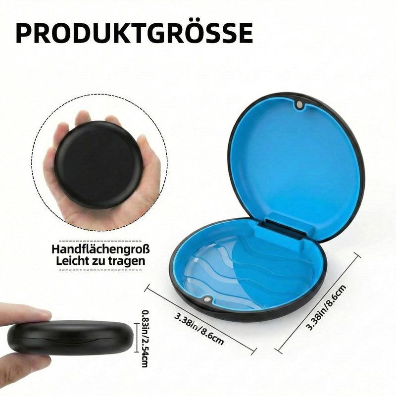 ARGOMAX Braces Box Dento Box Rail Box (Also for Bite Splint, Grinding Splint) 1 Piece KFO Box (Black). Black + Blue