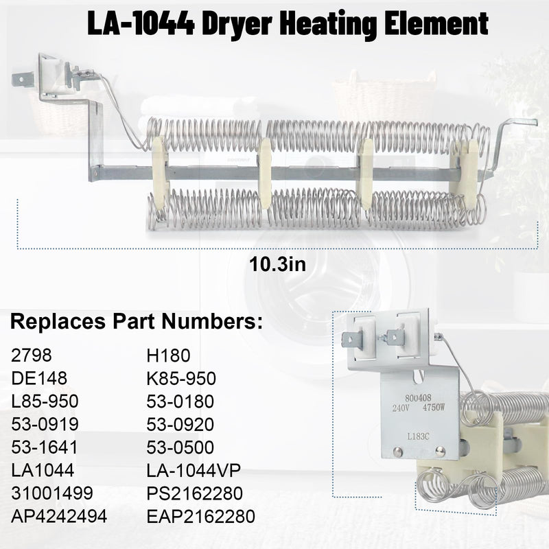 LA-1044 Dryer Heating Element and LA-1053 Dryer Thermostat Fuse Kit Compatible with Whirl-pool May-tag Dryers Replaces LA1044 AP4242494 PS2162280 PYET244AYW LNC7764A71