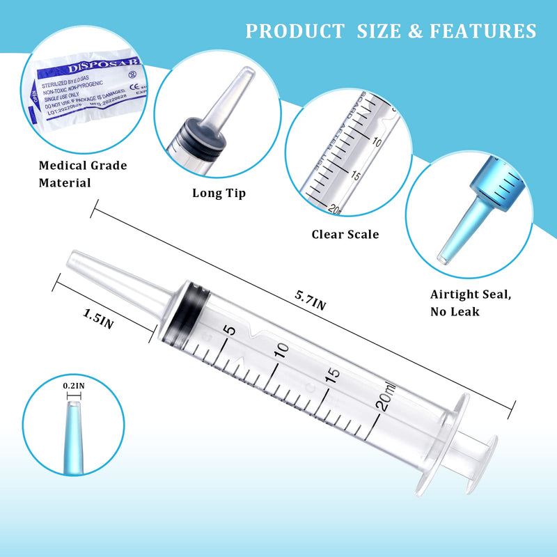 [Australia - AusPower] - 16 Pack 20ml Plastic Syringe, Large Syringes Tools for Liquid, Sterile and Individually Sealed for Measuring, Watering, Refilling, Feeding Pets, Scientific Labs, Oil or Glue Applicator Classic 16.0 