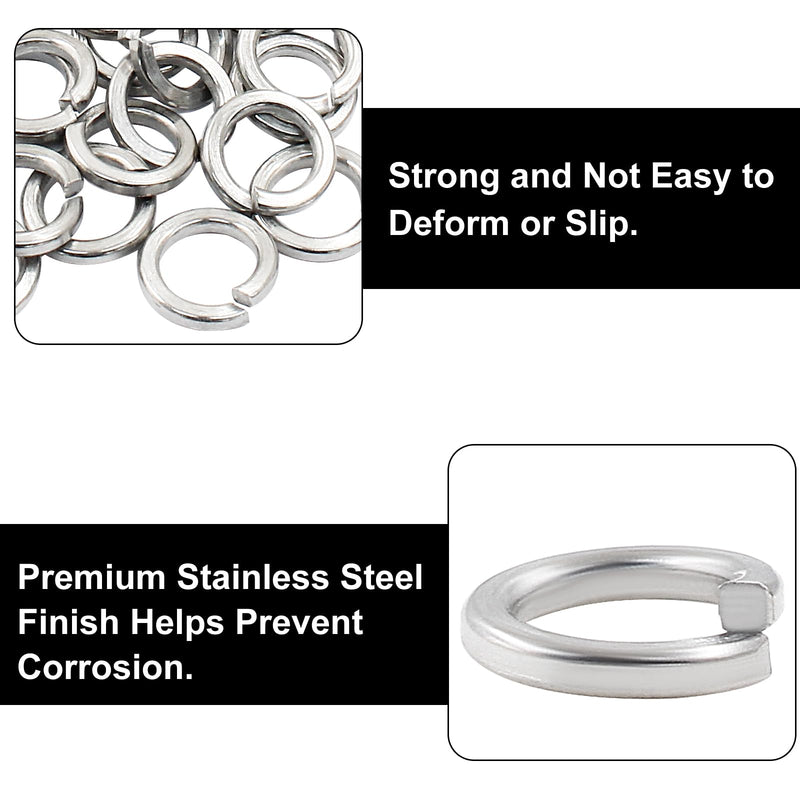 [Australia - AusPower] - Murtenze 100PCS M8 Split Lock Washer Sivler, Stainless Steel Spring Lock Washers 18-8 (304), Bright Oxide Finish, for Screws Fasteners Silver 100 
