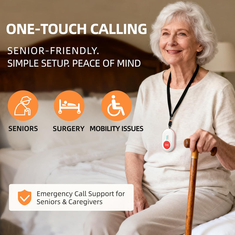 [Australia - AusPower] - CallToU Caregiver Pager - Wireless Call Button for Elderly at Home, Portable Nurse Alert System with Vibration & Sound Alerts for Seniors and Disabled (3 Call Buttons + 2 Receivers) 3 call buttons + 2 receivers 