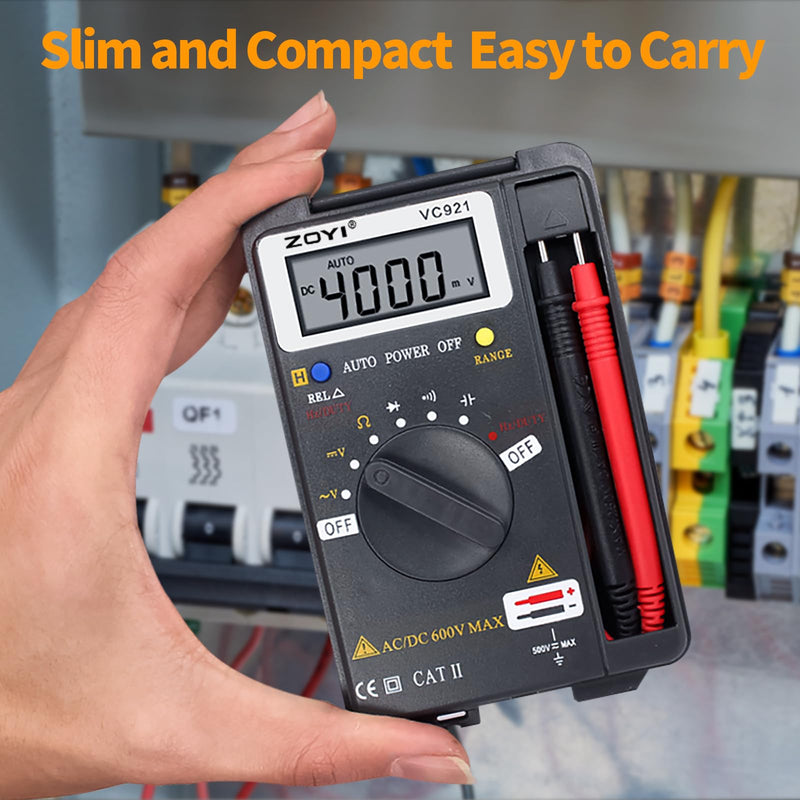 [Australia - AusPower] - ZOYI 921 Digital Multimeter Card Tester with Auto-ranging 4000 Count, AC/DC Voltage, Frequency, Resistance, and Continuity for Beginners 
