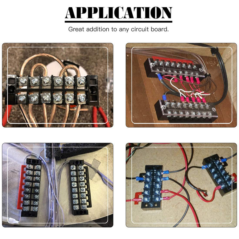 [Australia - AusPower] - Glarks 70Pcs(5Sets) Terminal Block Set, 5Pcs 5 Positions 600V 15A Dual Row Screw Terminals Strip + 5Pcs Pre-Insulated Barrier Strips + 60Pcs Insulated Fork Wire Connector (5P+Fork Connector) 5P+Fork Connector 