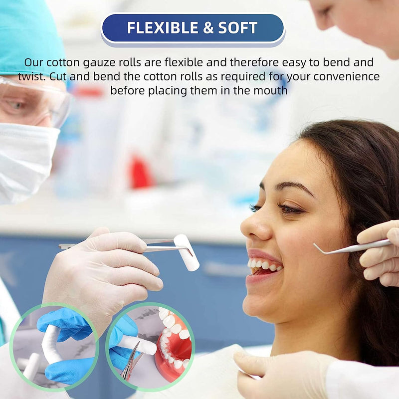 [Australia - AusPower] - Premium Dental Cotton Rolls #2 Medium 1.5" x 3/8" Extra Absorbent Non-Sterile Cotton Roll (100 Pack) 100 