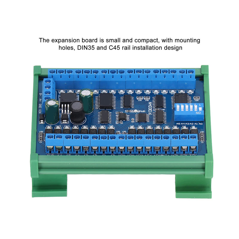 [Australia - AusPower] - 16 Input 16 Output Expansion Board RS485 16 Channel Remote Control Switch Module DC 6.5 to 30V PLC IO Module for Smart Home With shell 