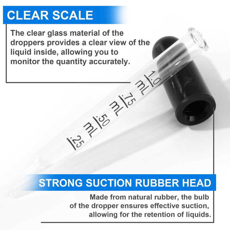 [Australia - AusPower] - 10Pcs Eye Dropper with Durable Rubber Head, 1ml Glass Dropper, Liquid Droppers for Oils, Eye Droppers for Medicine, Precise Pipette Droppers for Crafts, Essential Oil, Food 