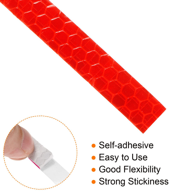 PATIKIL Reflective Tape, 1 Roll 26 Ft x 0.4-inch Waterproof Adhesive High Visibility Caution Warning Safety Tape Reflector for Trucks Trailers Cars, Red
