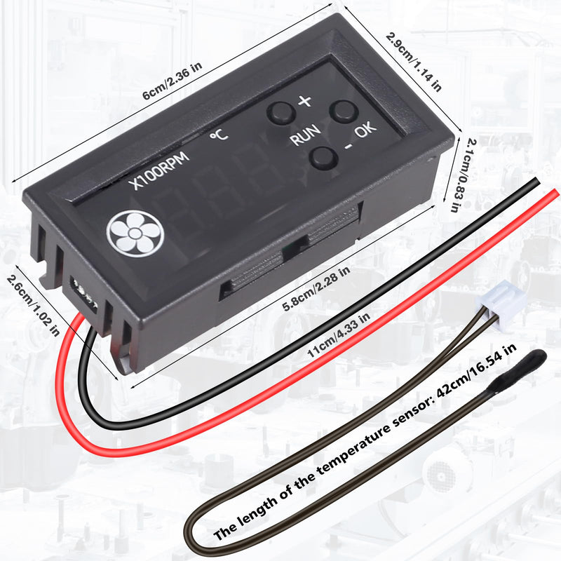 [Australia - AusPower] - Fan Temperature Controller, ICSTATION DC 12V PWM 4-Wire Fan Speed Controller Module with Temperature Probe Digital Display ℃ Temperature Controlled Governor for 3A Fan PC 