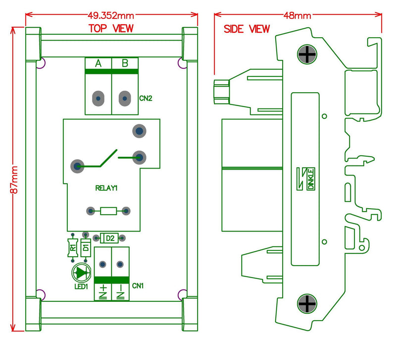 CZH-Labs DIN Rail Mount 12V Passive SPST-NO 30Amp Power Relay Module.
