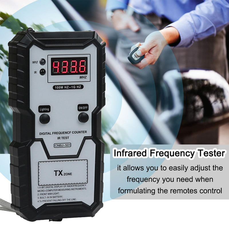 [Australia - AusPower] - Infrared Frequency Tester for Remote Key 100 MHz to 1 GHz Remote Control Tester, Infrared Frequency Tester with LED Lights, Digital Display Keyring 