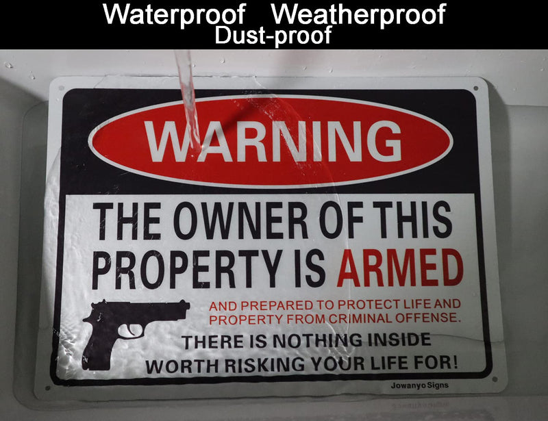 Warning The Owner of This Property is Armed Sign,Gun Signs for Property,14 x 10 Inches,Reflective Aluminum,2 Pack