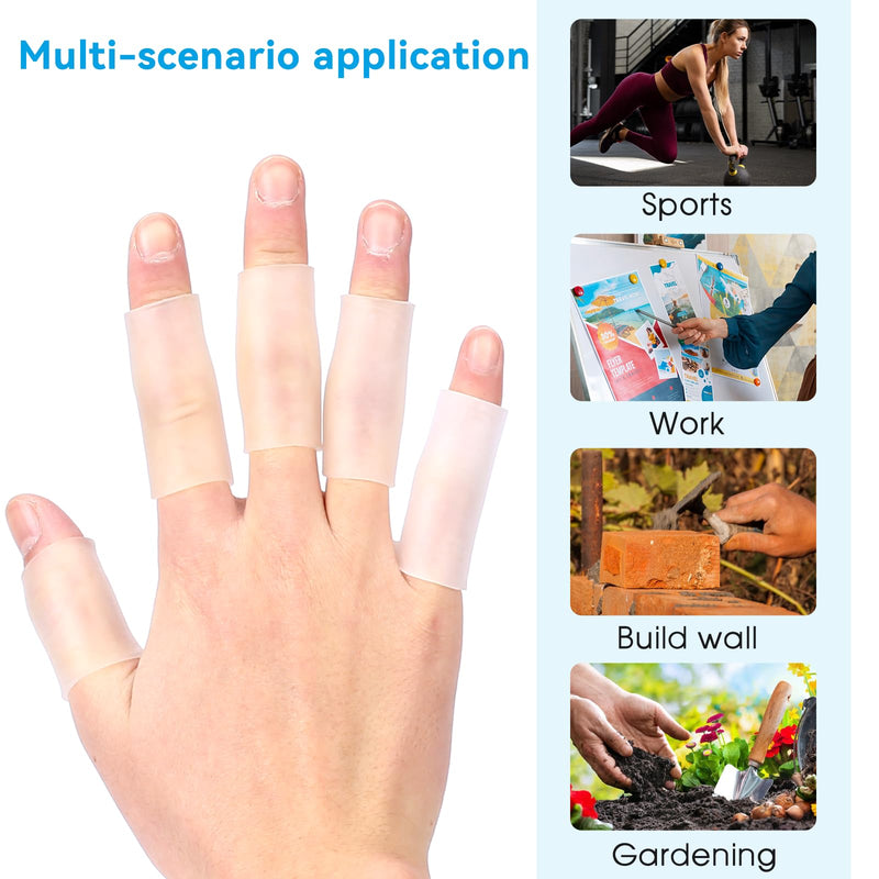 [Australia - AusPower] - 20 Pcs Finger Sleeves Protectors Silicone Finger Sleeve Gel Finger Sleeve Protectors Finger Covers Cushions and Protects Rubber Finger Shields Provide Relief forCracked Finger Transparent 