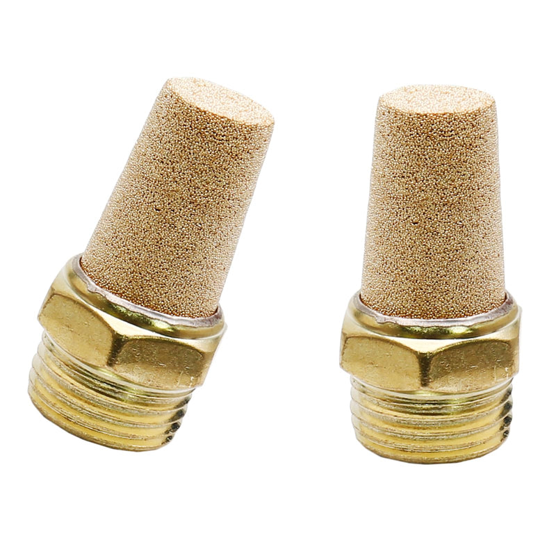 [Australia - AusPower] - 2pcs Pneumatic Brass Exhaust Muffler Filter, 1/2" NPT Male Thread Hex Sintered Silencer Air Line Fitting 1/2"Male 