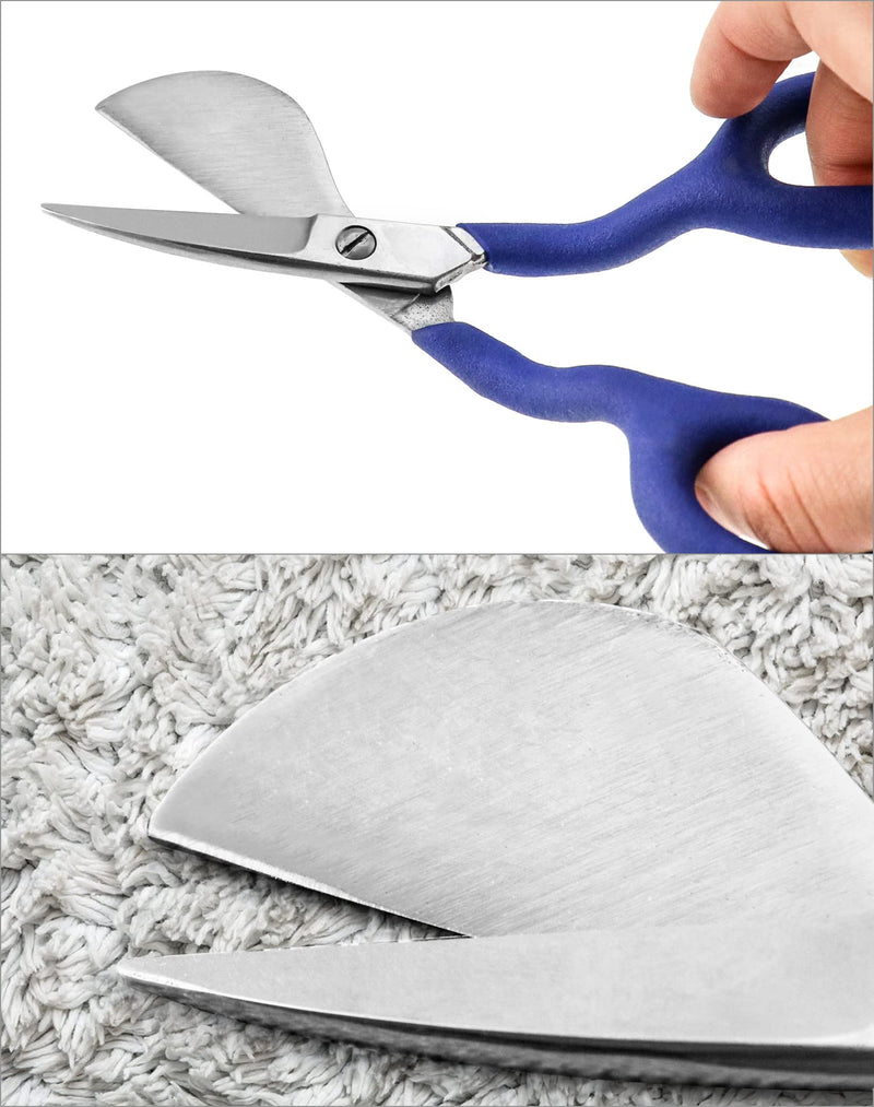 [Australia - AusPower] - QWORK Duckbill Shears, 7 in Duckbill Applique Scissors, for Carpet Pile, Carpet Punch - Blue 1 Pc 