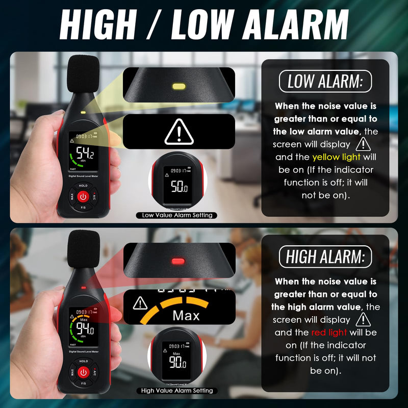 [Australia - AusPower] - Sound Level Meter, Sound Level Meter, dB Meter, SPL, Real-time Ambient Noise Measurement, A/C Frequency, Fast/Slow Time Selection, 31,000 Records 
