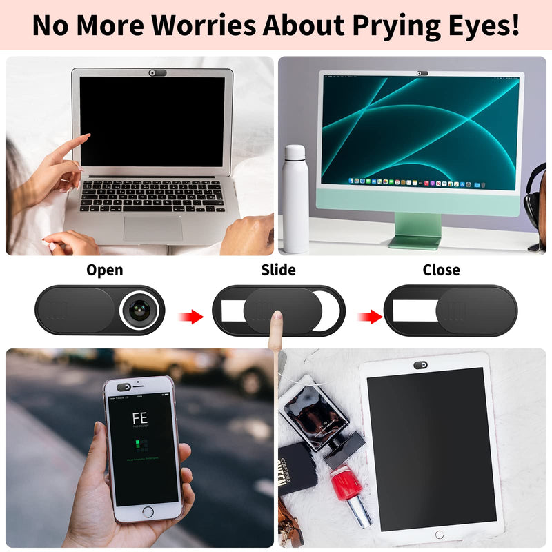 [Australia - AusPower] - Laptop Camera Cover Slide 6PCS, 2 Size Ultra Thin Webcam Cover Blocker, Large for Laptop Computer, Small for Phone Tablet, Suitable for MacBook Pro Dell HP iPhone iPad, Protect Your Privacy Large*3+Small*3 