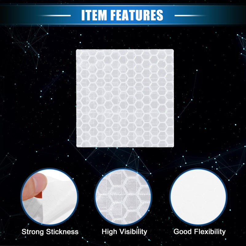 20 Pcs Reflective Stickers, 1.97"x1.97" Square Shape Safety Tape Reflector Universal for Cars Trucks Trailers Waterproof PET White