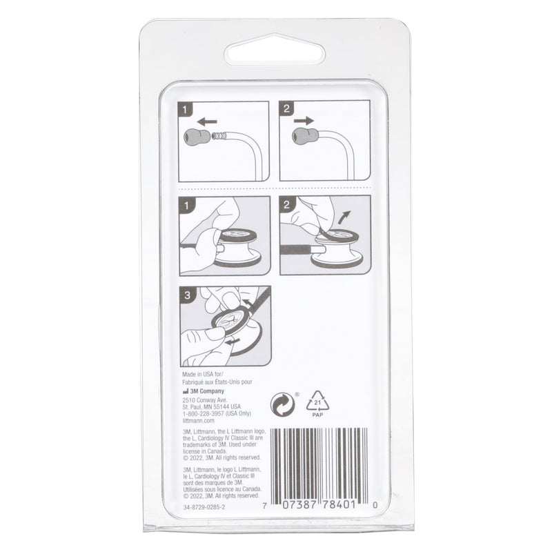 Littmann Replacement Parts Set for Classic III, Card IV, Core, 40017, Grey | Contains small soft sealing snap-tight earplugs, adjustable diaphragms for adults and children, cold protection ring