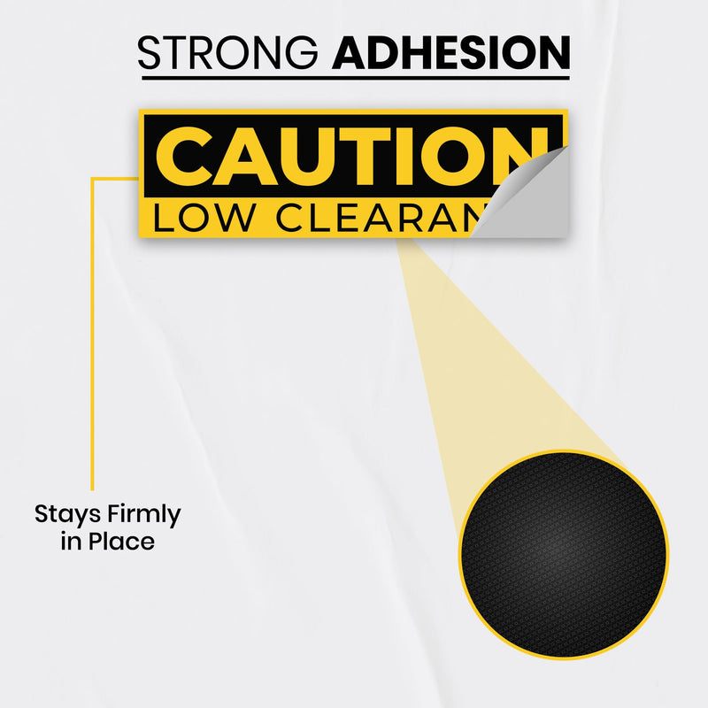 3 x Caution Low Clearance Signs – Watch Your Head Low Overhead Clearance – 10 x 3 Vinyl Labels – Self-Adhesive, Non-Rusting, Weatherproof, Waterproof Decals for Roads, Fields, Business, Shops, Warehouses, Construction Sites