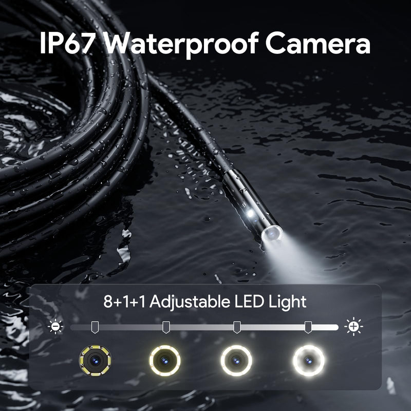[Australia - AusPower] - DEPSTECH Inspection Endoscope Camera with Lights: 1080P Triple Lens Snake Camera with 5" Screen and 16.5FT Flexible Cable, Waterproof Industrial Borescope Tool for Auto, Wall, Sewer, Pipe, Mechanics 