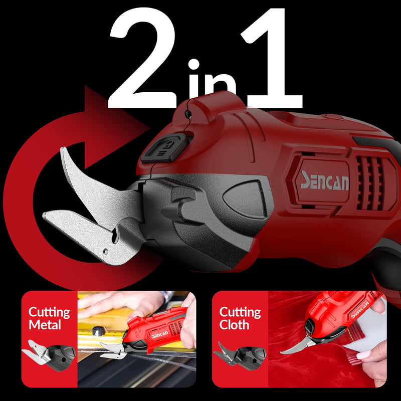 Electric Scissors for Cutting Fabric, Cardboard & Plastic, Sewing Crafting Cardboard Heavy Duty Cordless Shears Cutting Tool with 2 Replacement Blades