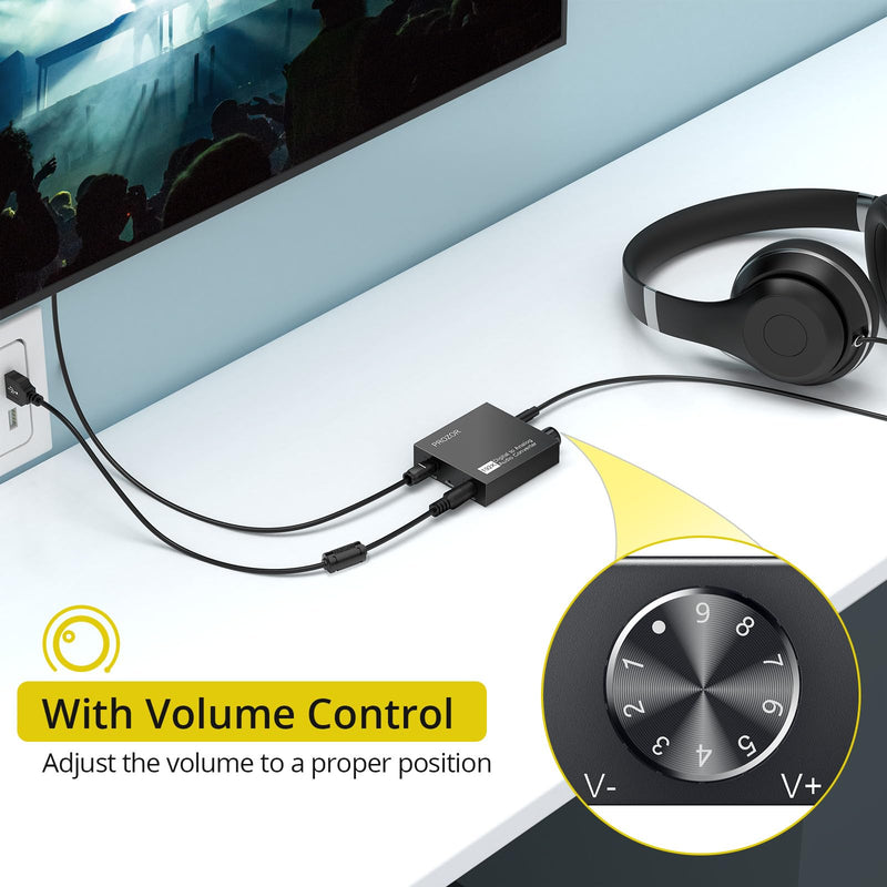 [Australia - AusPower] - PROZOR 192kHz Digital to Analog Audio Converter, DAC Digital SPDIF Optical Toslink to 3.5mm Converter 