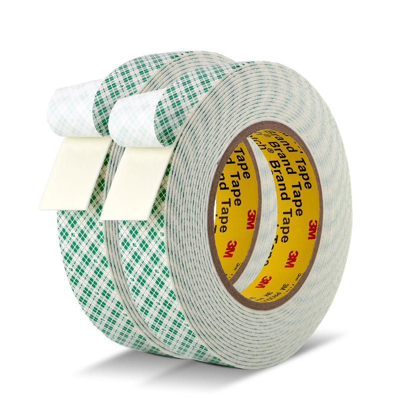 Double Sided Tape Off White Foam Tape 1" x 18Ft Made of 3M 4032 High Shear Adhesive Mounting Tape High Temperature Resistance for Interior Exterior Applications and Home Office Deco (Pack of 2)