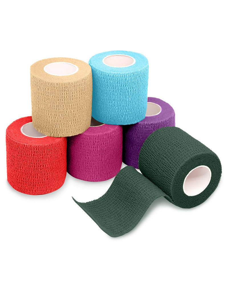 FriCARE Self Adhesive Bandage Wrap, Medical Tape in First Aid Kit, Cohesive Bandages for Wounds Sport Vet, 2 inches X 5 Yards 6 Rolls, Lagoon Breeze 6 Count (Pack of 1)