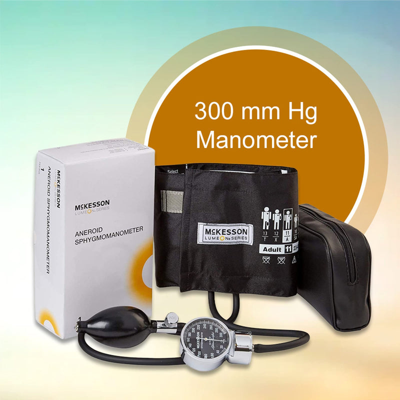 [Australia - AusPower] - McKesson LUMEON Professional Aneroid Sphygmomanometer, Blood Pressure with Cuff, Pocket Size, Black, Adult Medium, Circumference 23-40 cm, 1 Count Adult (1 Count) 