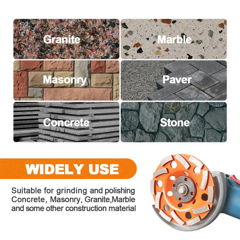 [Australia - AusPower] - Diamond Grinding Wheels 5 inch - BRSCHNITT Diamond Wheel Cup for Grinding/Polishing/Cleaning Surface Concrete,Granite,Marble,Masonry Brick,Cement,Stone Aobor 7/8"-5/8". 1 5"(125mm)Single row 